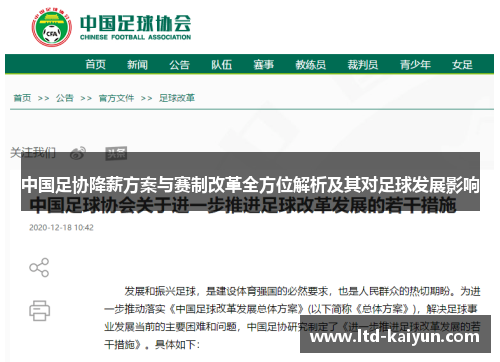 中国足协降薪方案与赛制改革全方位解析及其对足球发展影响