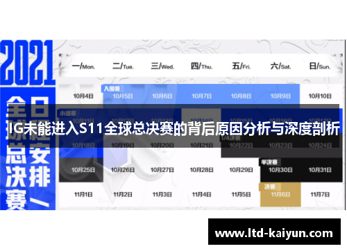 IG未能进入S11全球总决赛的背后原因分析与深度剖析