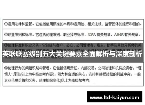 英联联赛级别五大关键要素全面解析与深度剖析